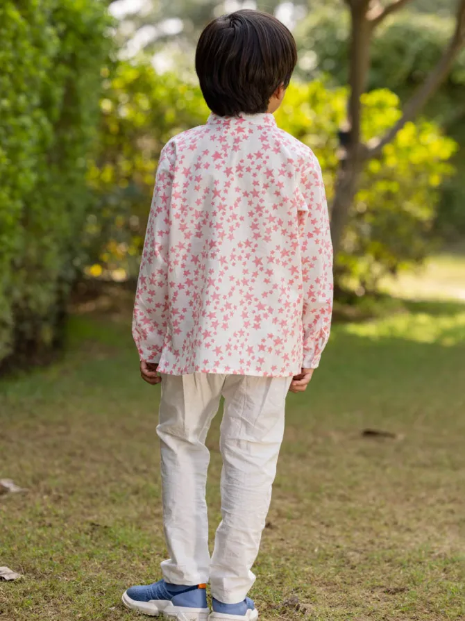 Galaxy Organic Cotton Block Printed Short Kurta Pyjama Set