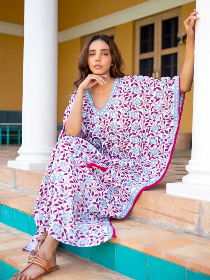 Garden of Senses Block Printed Cotton Kaftan