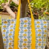 Garden of Senses Hand Block Printed Tote Bag