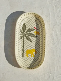 Golden Aloe Ceramic Oval Platter
