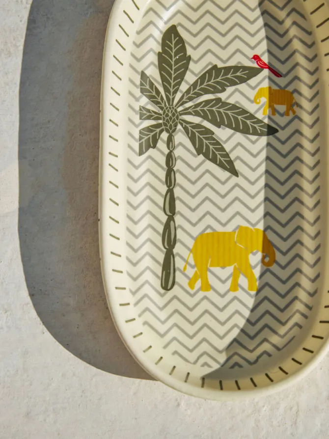 Golden Aloe Ceramic Oval Platter