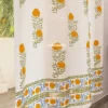 Golden Bloom Hand Block Printed Cotton Curtain