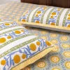 Golden Bloom Hand Block Printed Cotton Bed Sheet