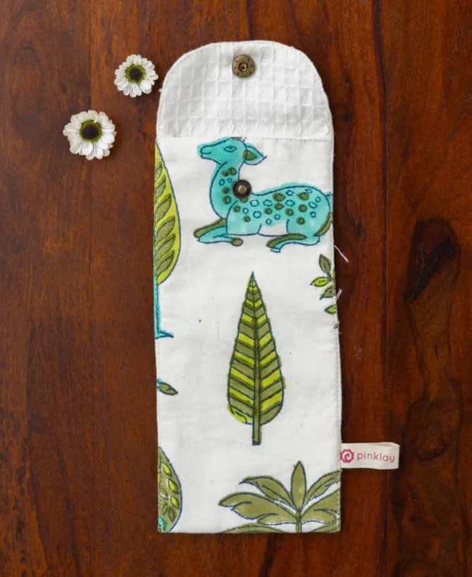 Green Pine Cotton Toothbrush / Straw Holder