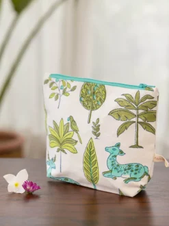 Green Pine Cotton Travel Pouch