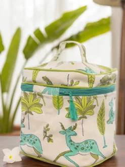 Green Pine Cotton Travel Vanity Case