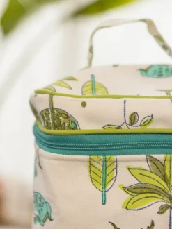 Green Pine Cotton Travel Vanity Case
