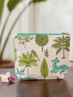 Green Pine Cotton Travel Pouch