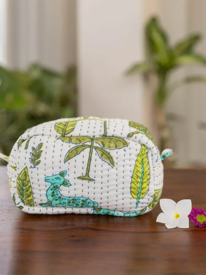 Green Pine Cotton Travel Case