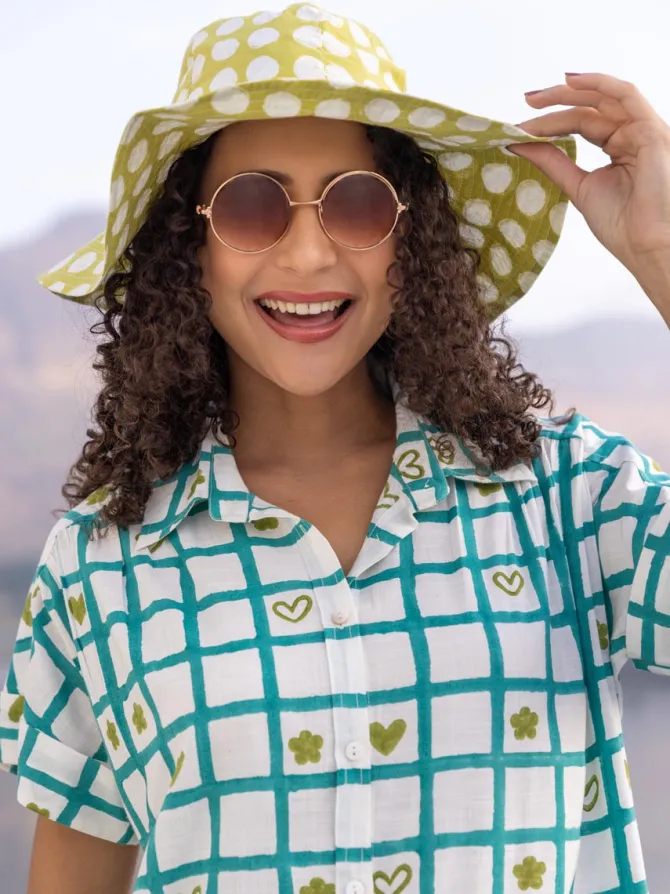 Green Polka Cotton Hat