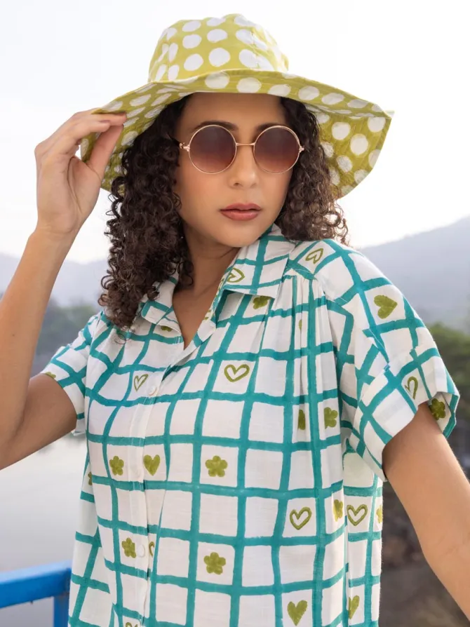 Green Polka Cotton Hat
