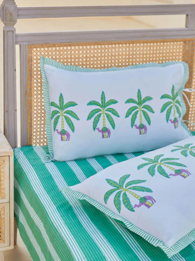 Green Stripes Cotton Bedsheet