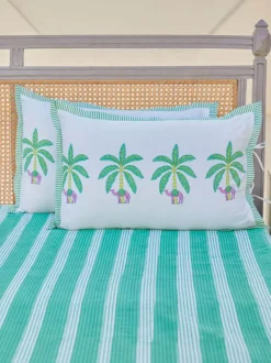 Green Stripes Cotton Bedsheet