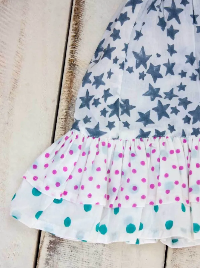 Grey Star Organic Cotton Block Printed Double Layered Skirt