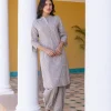 Grey Stripes Block Printed Cotton Kurta