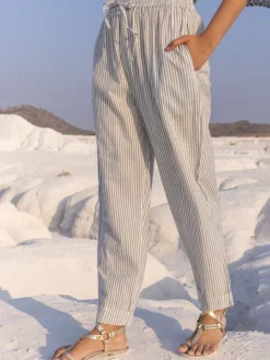 Grey Stripes Cotton Pants