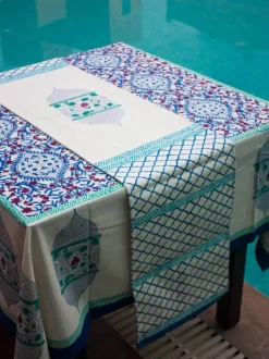 Gul Block Printed Cotton Table Runner