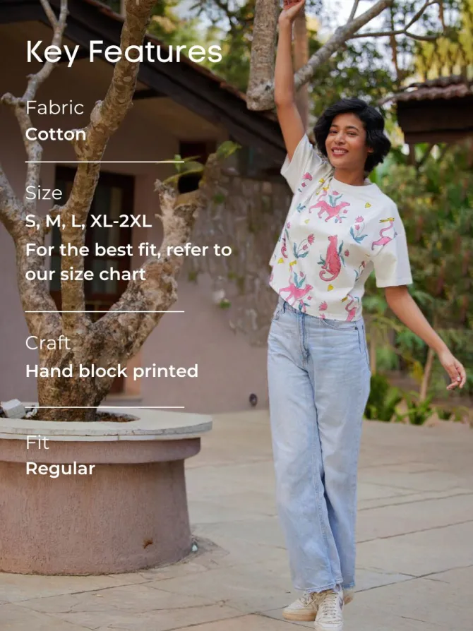 Gulaabo Hand Block Printed T-shirt