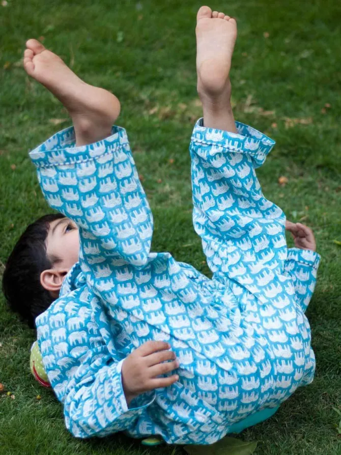 Haathi's March Block Printed Cotton Top & Pyjama Set
