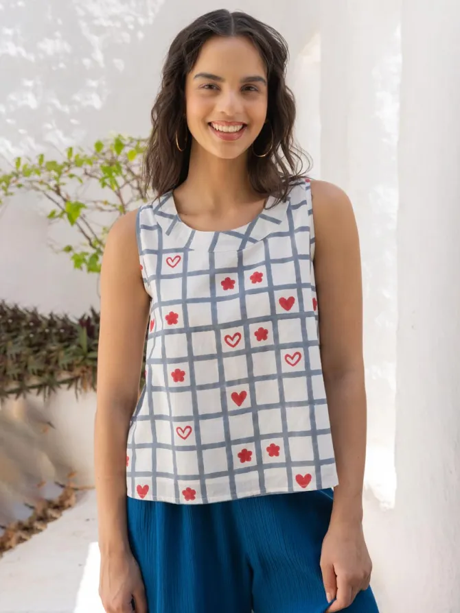 Harper Hand Block Printed Sleeveless Top