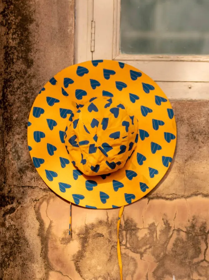 Heart Paradise Block Printed Cotton Hat