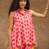 Hearts Sleeveless Asymmetrical Cotton Top