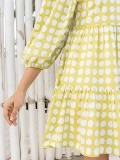 Helen Green Polka Cotton Midi Dress