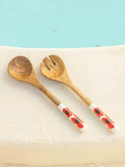 Holly Wooden Salad Bowl Set