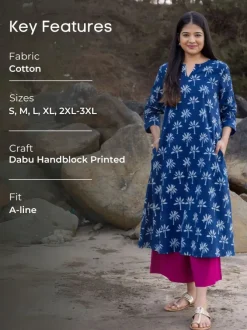 Hoor Indigo Cotton Kurta