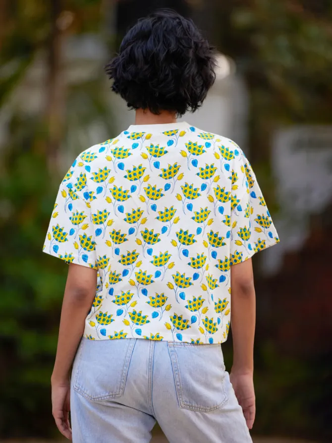 Indian Lotus Hand Block Printed T-shirt