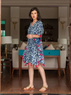 Indigo Dance Dabu Modal Short Kaftan