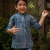 Indigo Stripes Organic Cotton Shirt Kurta with Roll Up Sleeves