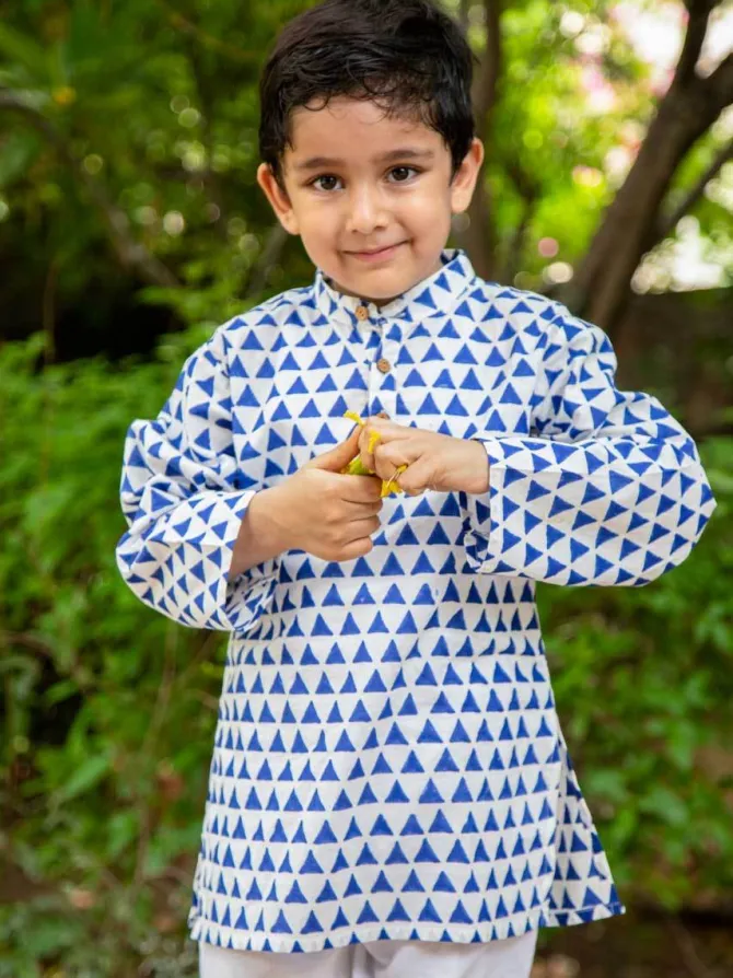Indigo Triangle Organic Cotton Long Kurta