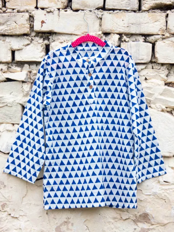 Indigo Triangle Organic Cotton Long Kurta