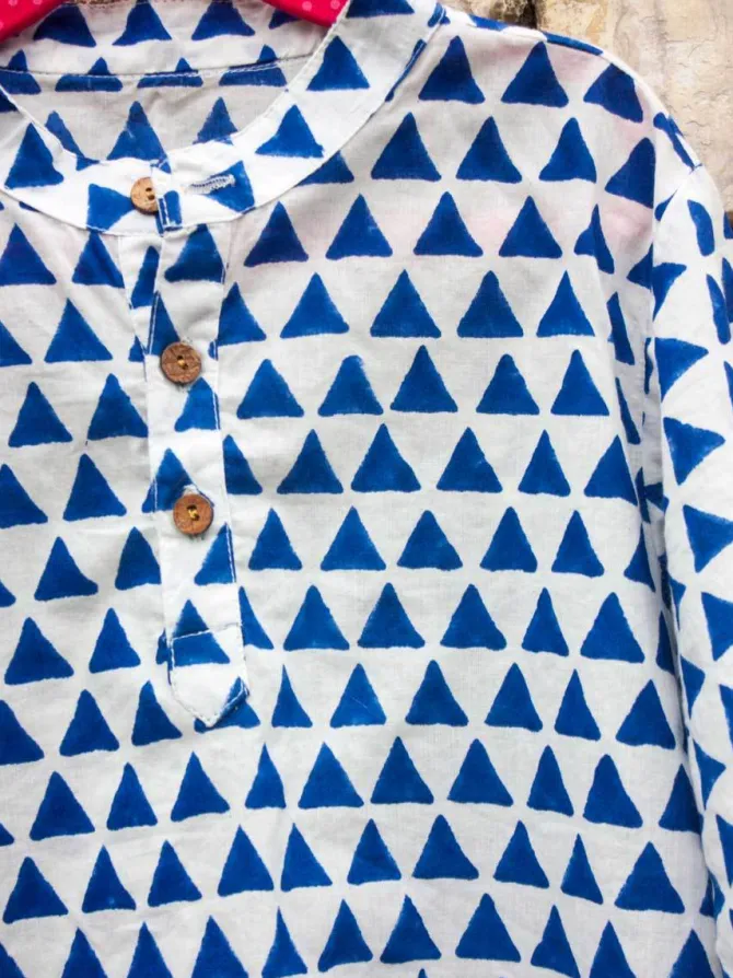 Indigo Triangle Organic Cotton Long Kurta