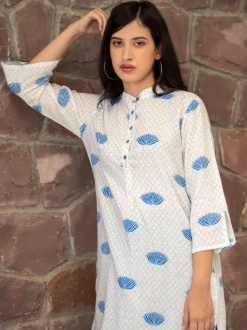 Ira Block Printed Cotton Long Kurta