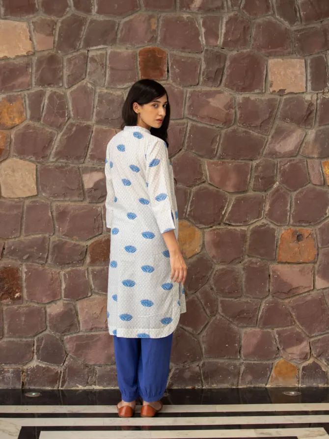 Ira Block Printed Cotton Long Kurta