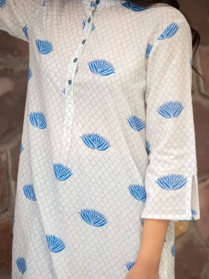 Ira Block Printed Cotton Long Kurta