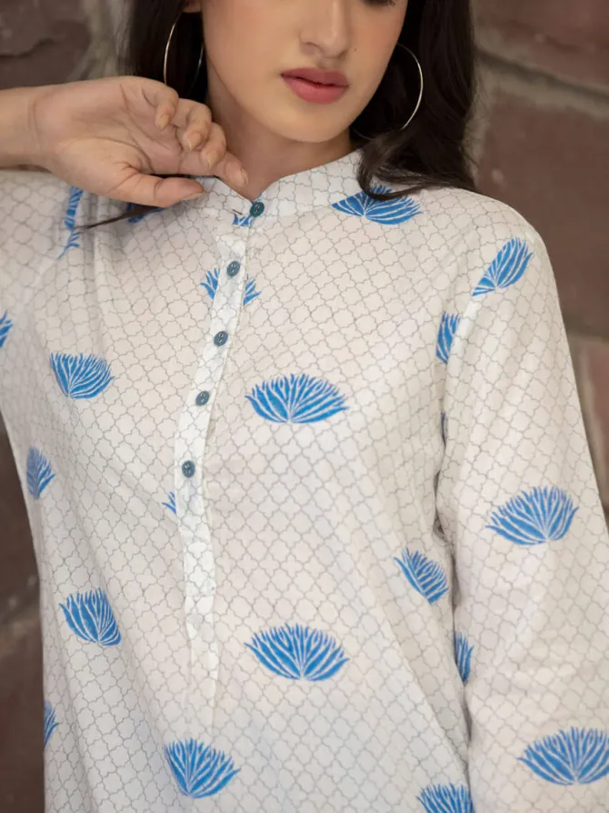 Ira Block Printed Cotton Long Kurta