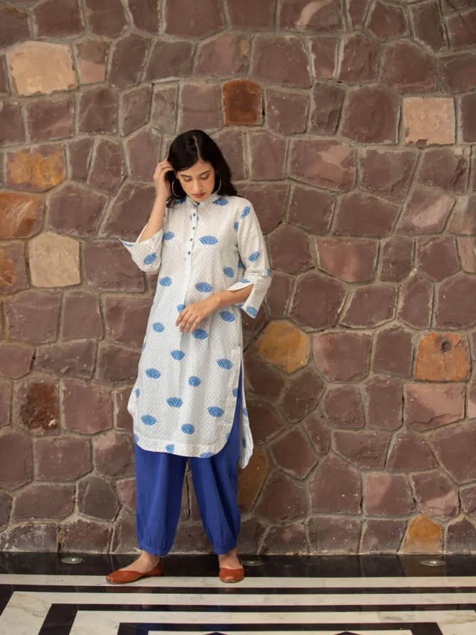 Ira Block Printed Cotton Long Kurta