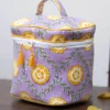 Iris Block Printed Cotton Travel Vanity Case
