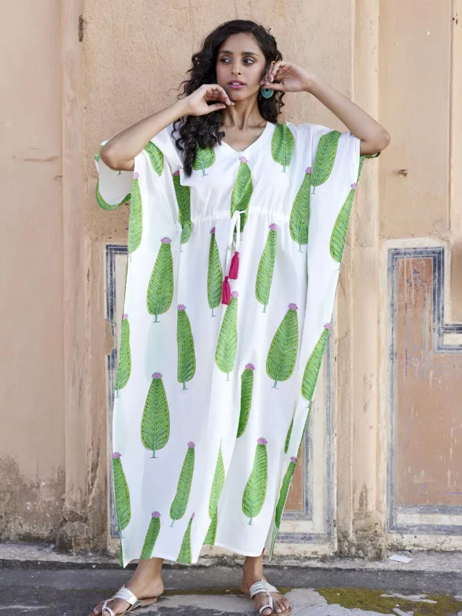 Isabelle Hand Block Printed Cotton Kaftan