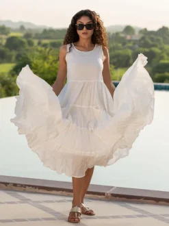 Ivory Love Sleeveless Cotton Dress