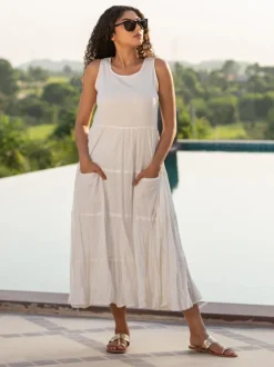Ivory Love Sleeveless Cotton Dress