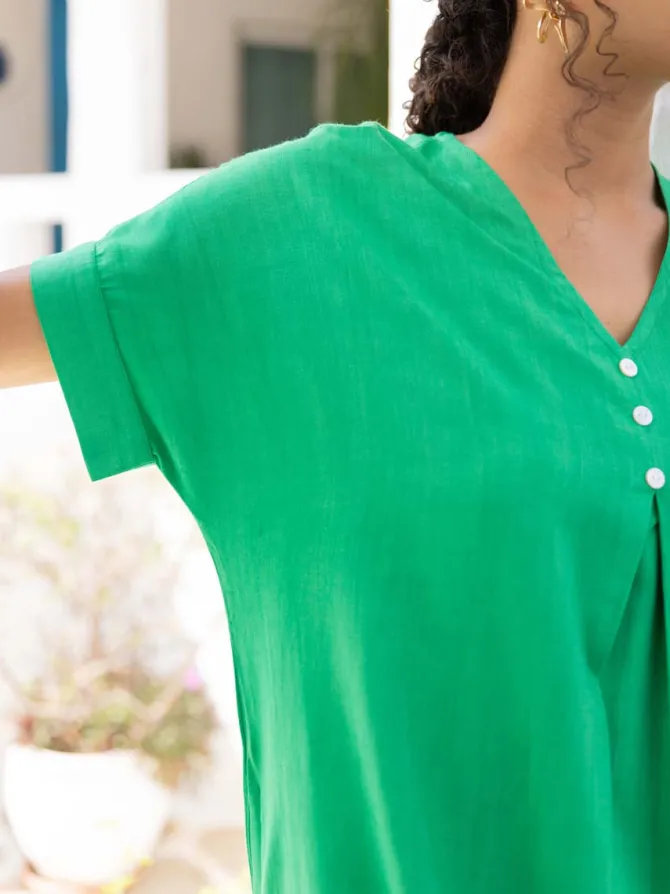 Ivy Solid Green Kaftan