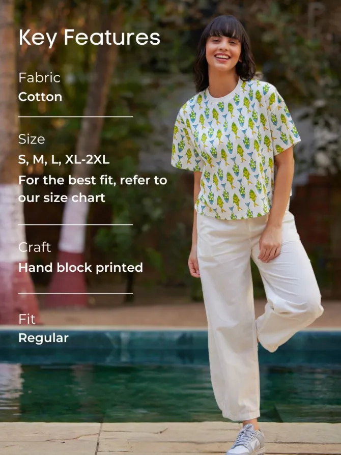 Jal Ki Raani Hand Block Printed T-shirt