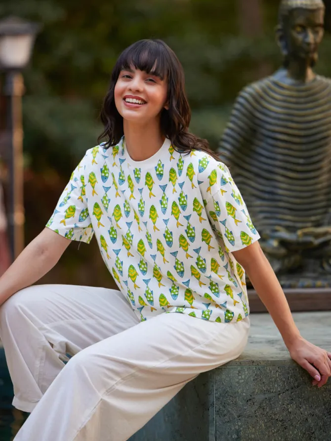 Jal Ki Raani Hand Block Printed T-shirt