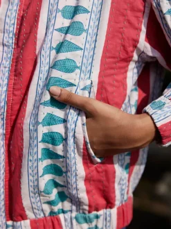 Jane Kantha Embroidered Block Printed Bomber Jacket