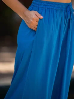 Jewel Solid Blue Palazzo Pants