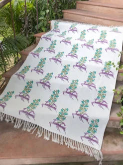 Kalki Block Printed Cotton Dhurrie Rug